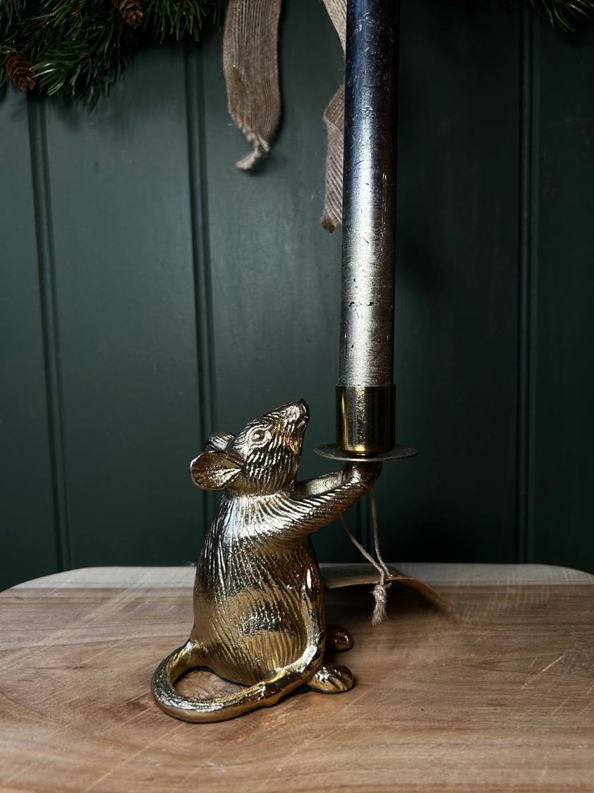 Mouse Candleholder in Gold Finish Mouse Candleholder in Gold Finish