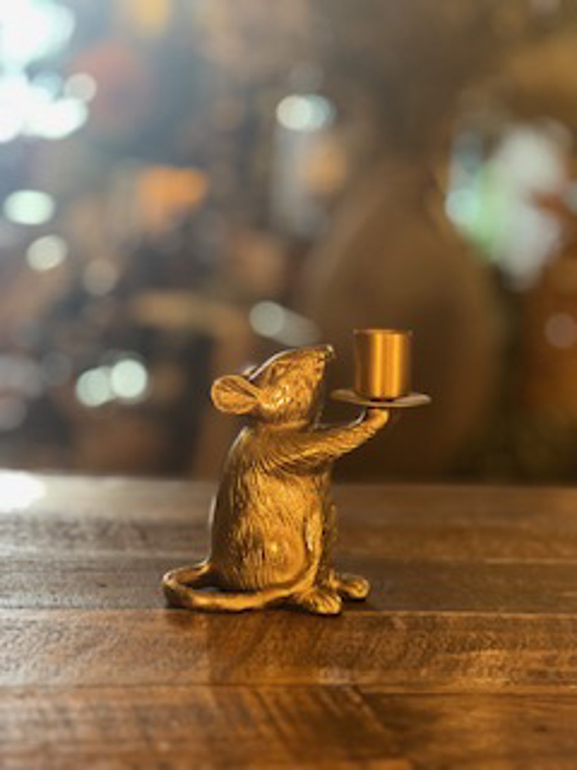 Mouse Candleholder in Gold Finish