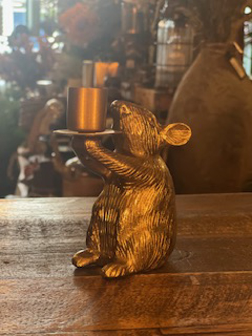 Mouse Candleholder in Gold Finish