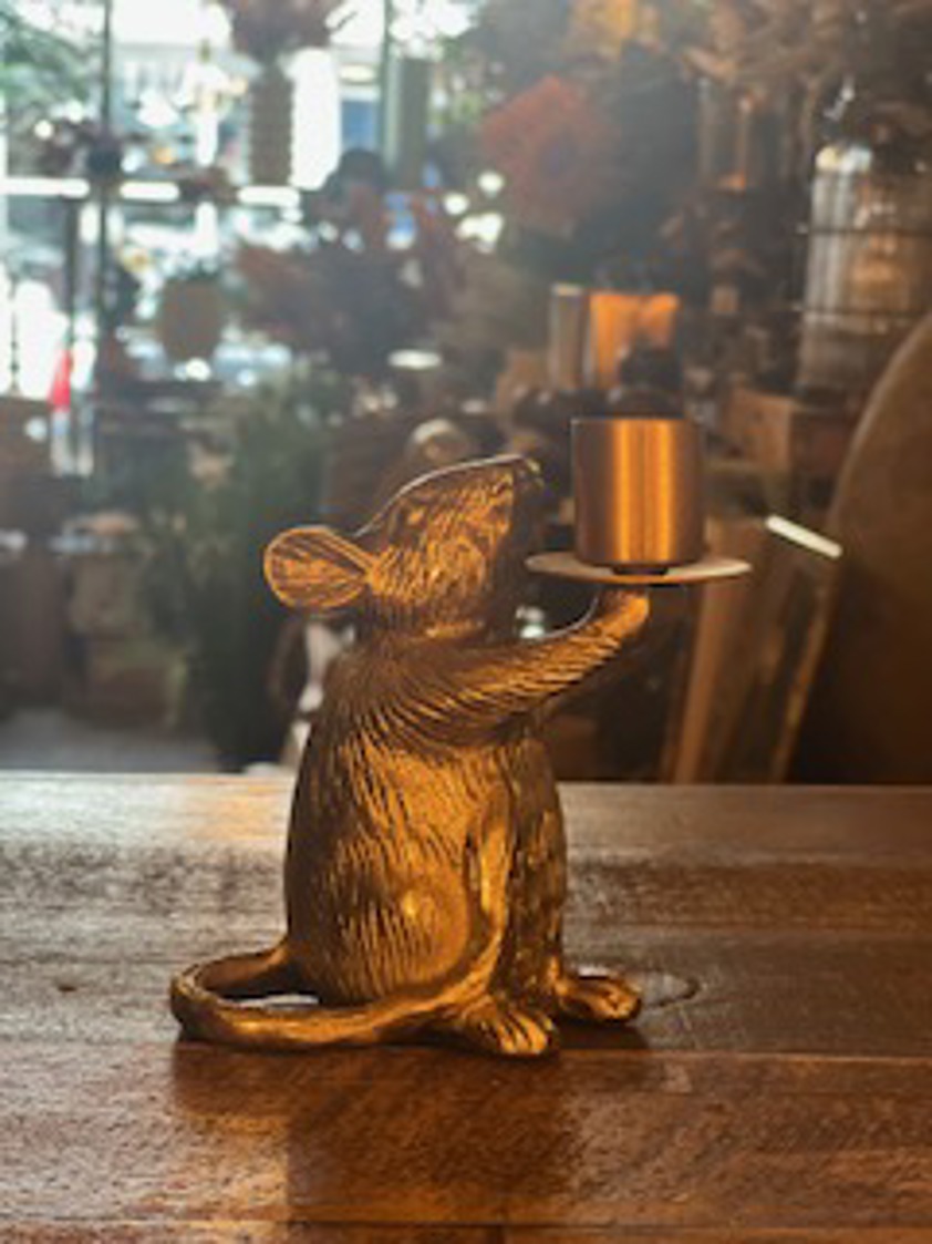 Mouse Candleholder in Gold Finish