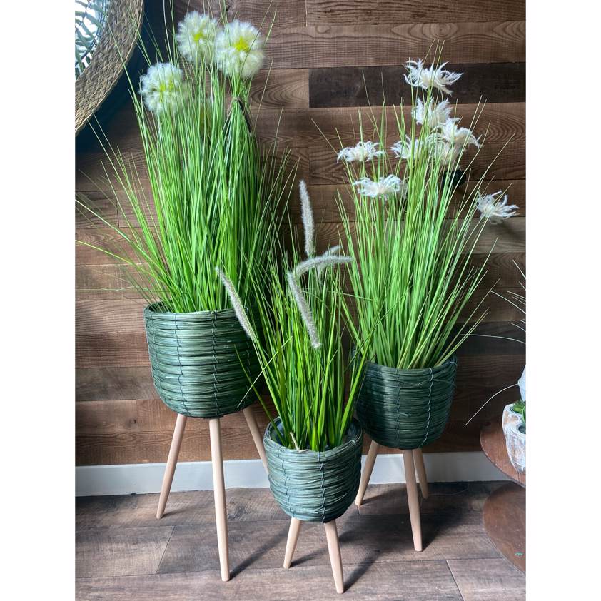 Dark Green Wicker Planters