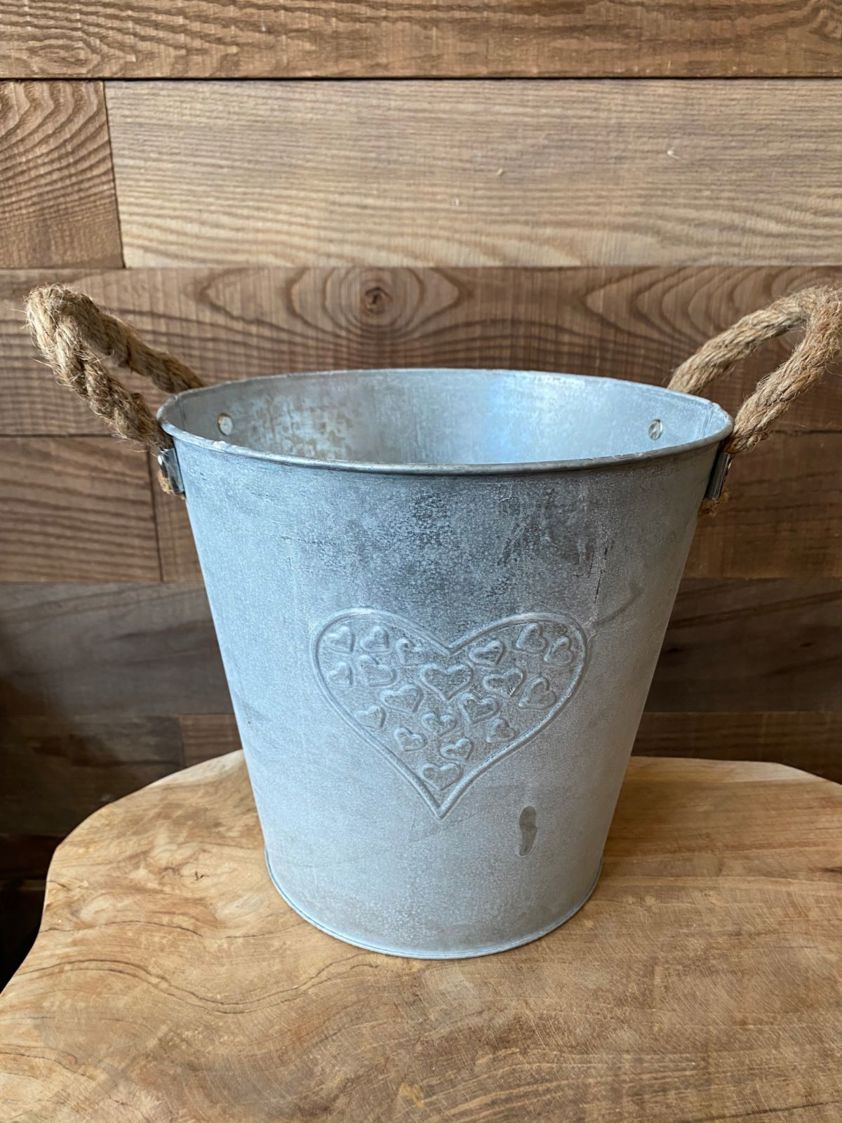 Zinc Planter with Embossed Heart