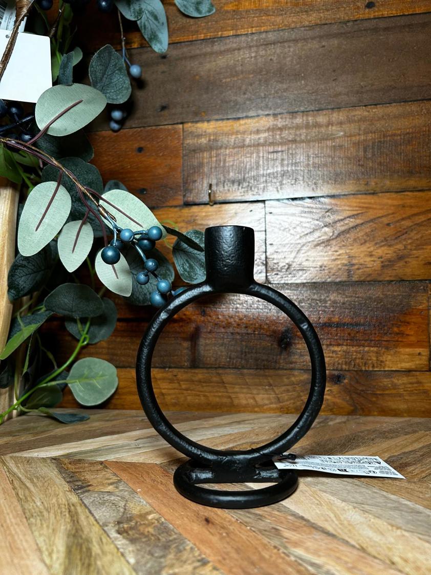 Small Black Circle Metal Candle Holder