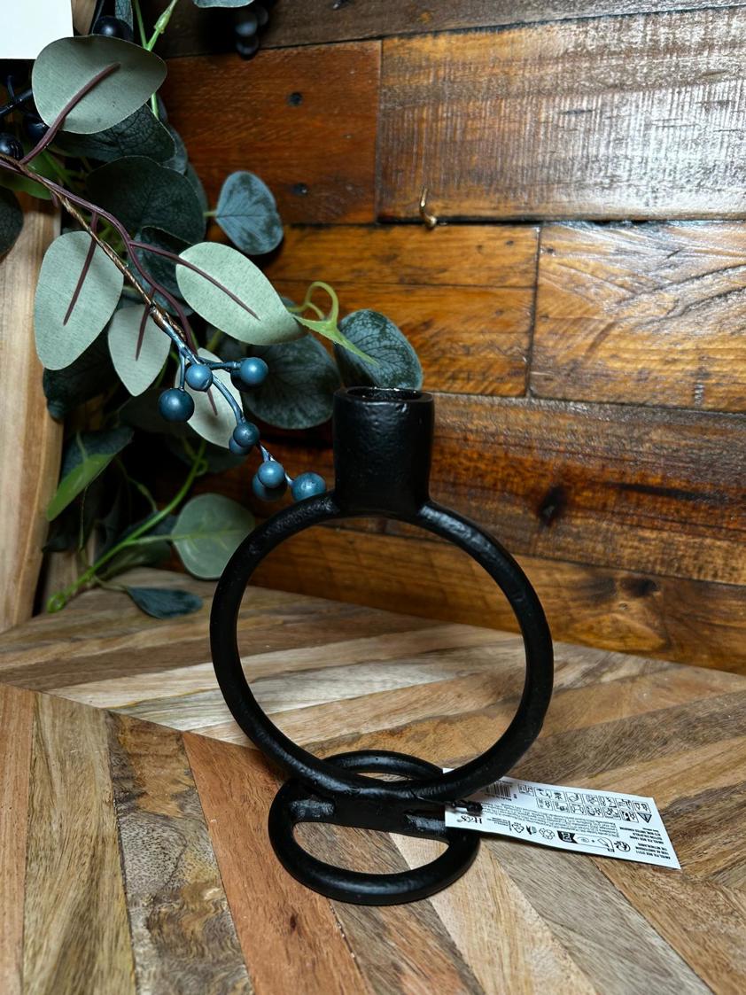 Small Black Circle Metal Candle Holder