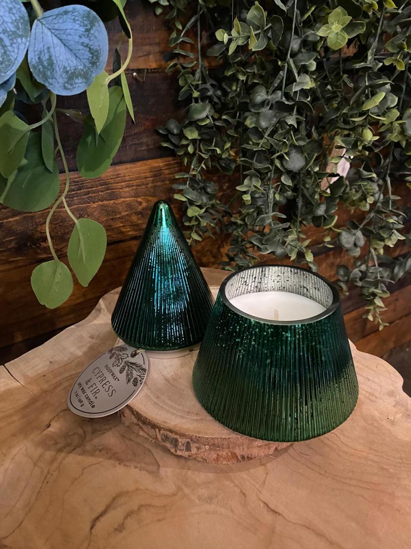 Green Paddywax Mercury Stacked Tree Candle