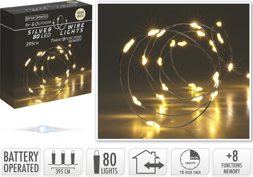 80 Led Silver Wire Lights