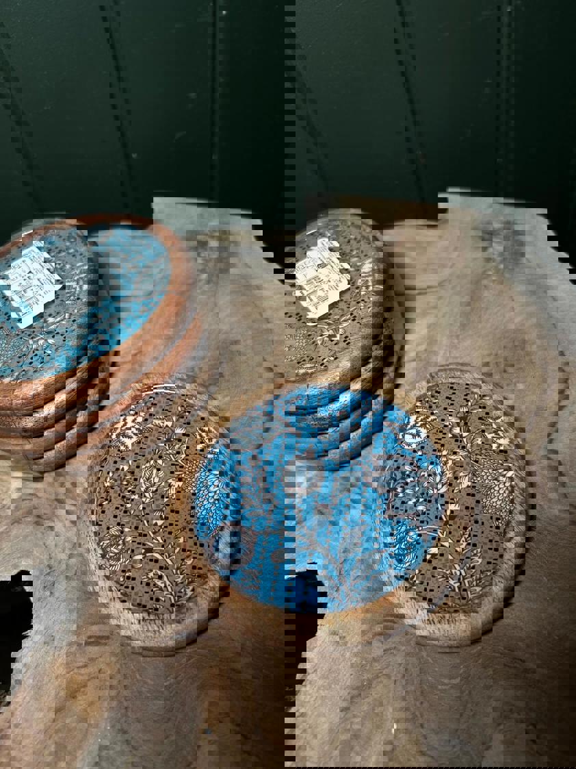 Blue & Wood Coaster Set