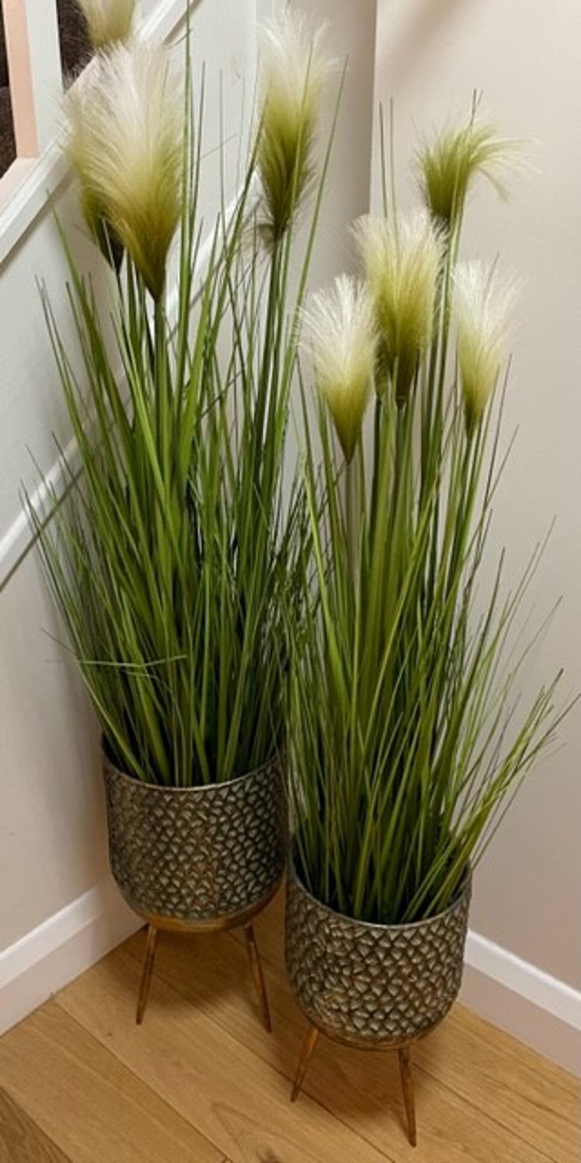 Gold & Fern Green Metal Planter Set of Two