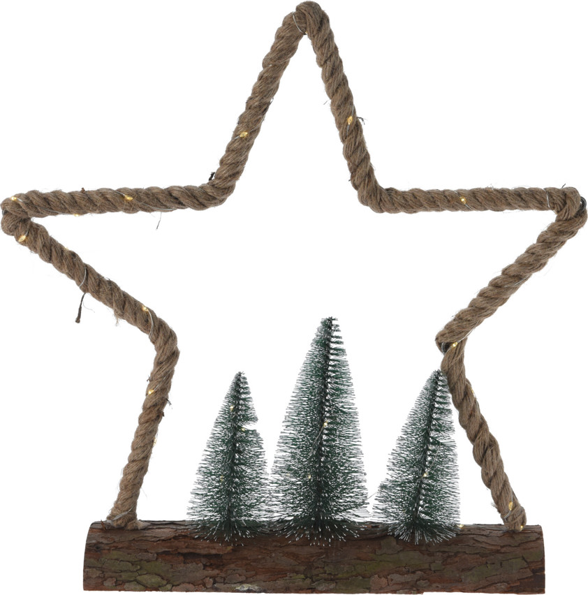 Large Jute Rope With LEDS On wood Base (Three Options)