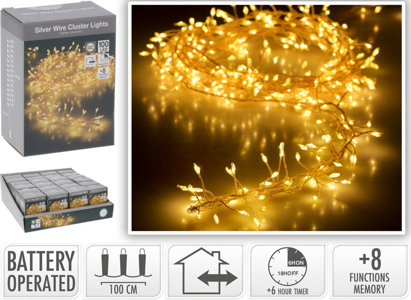 Silver Wire Cluster Warm White Lights Silver Wire Cluster Warm White Lights