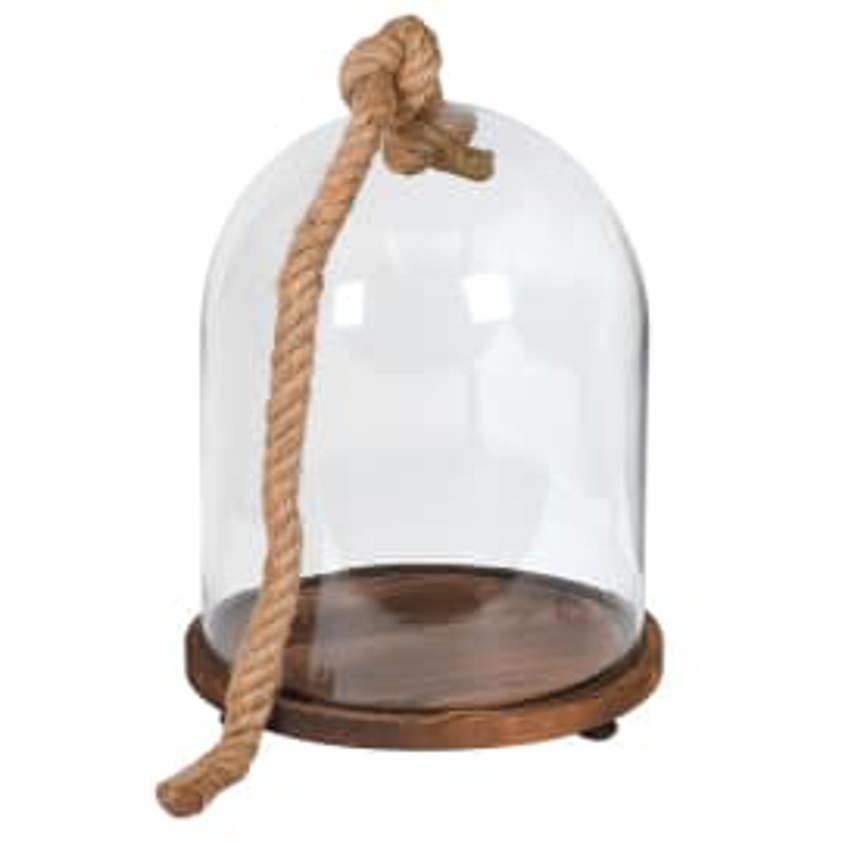 Rope Handle Wide Glass Dome          HBK050