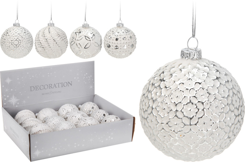 Silver & White Christmas Bauble