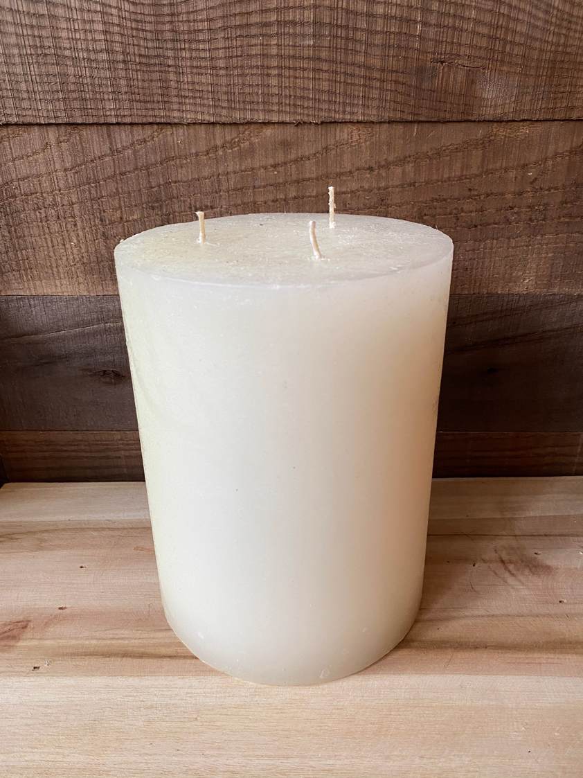 White Tall Chunky 3 Wick Candle