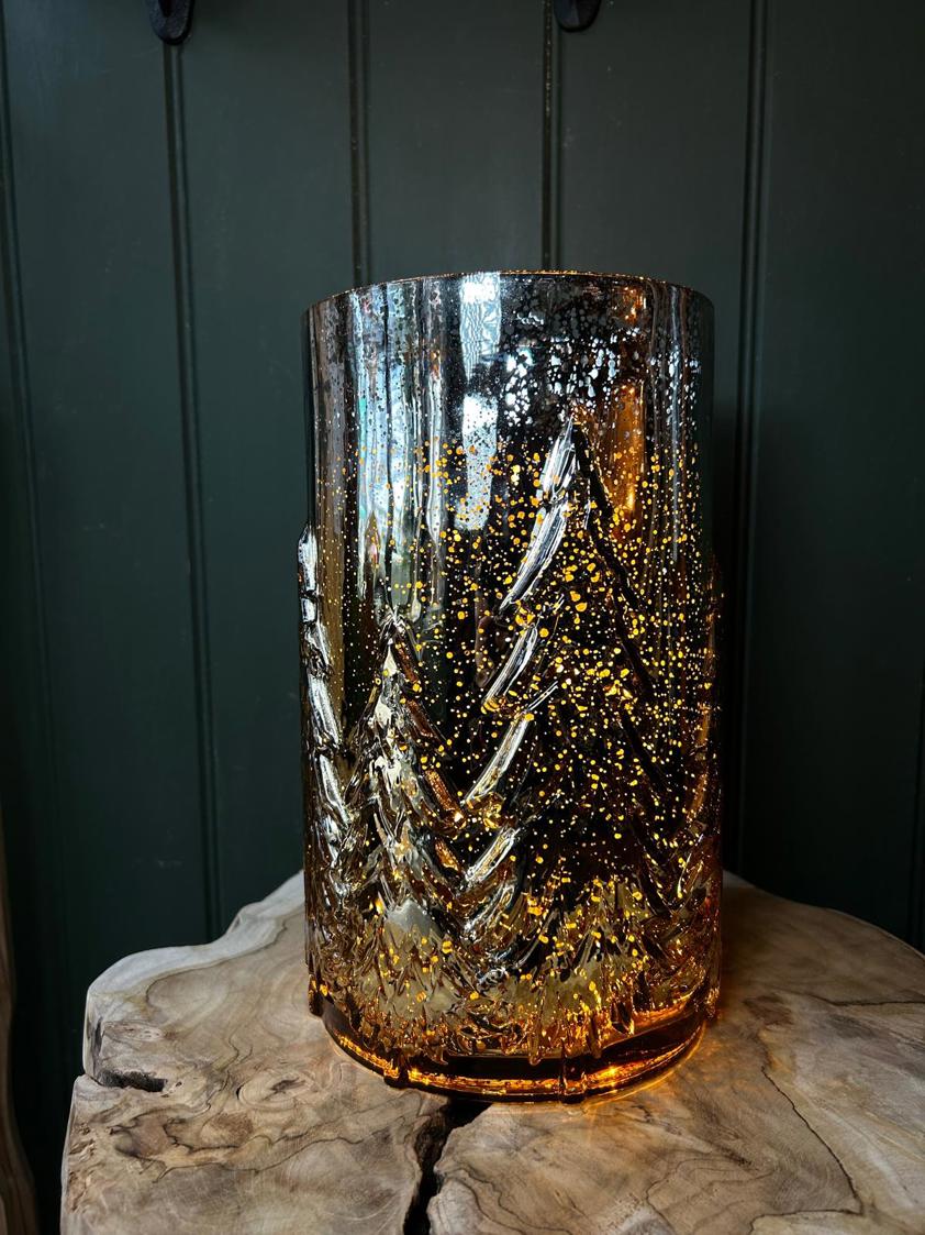 Antique Glass Gold Fir Candle Holder