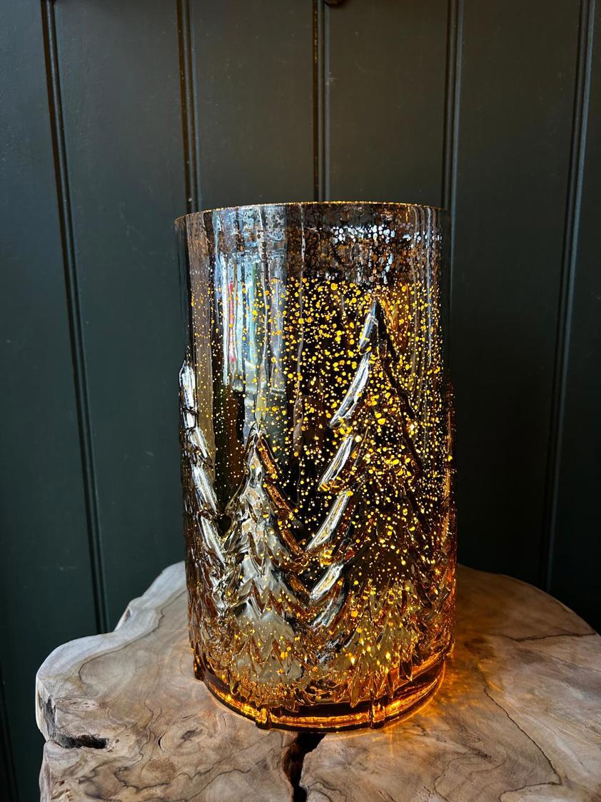 Antique Glass Gold Fir Candle Holder