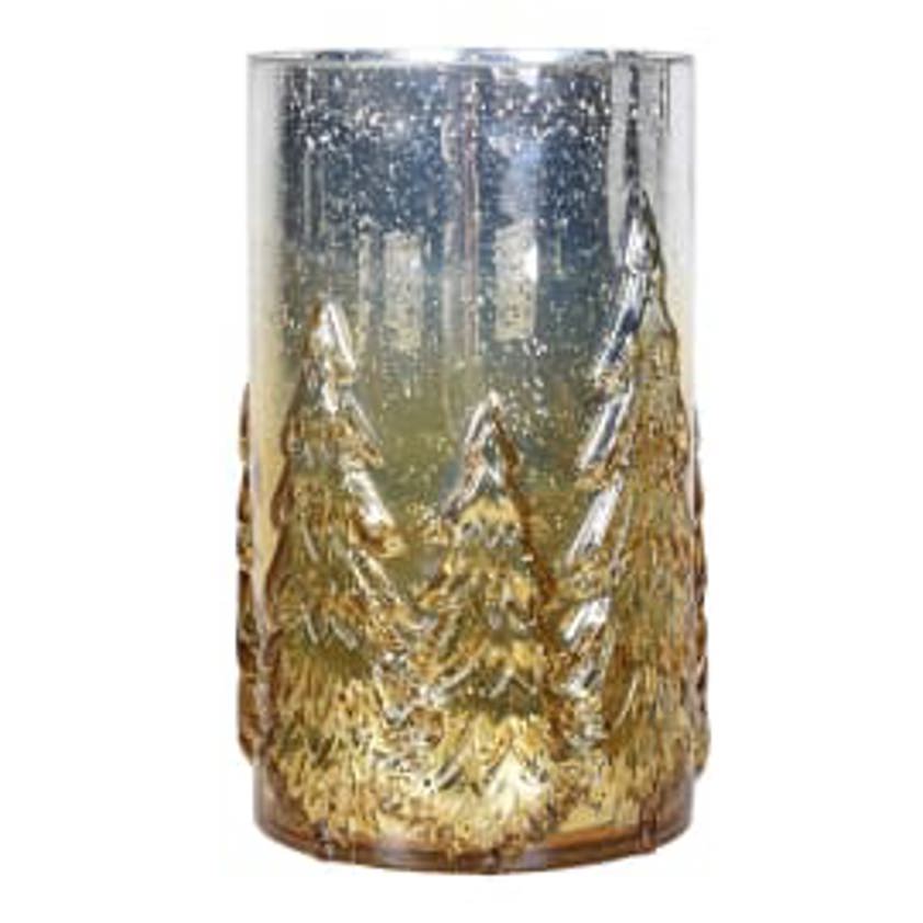 Antique Glass Gold Fir Candle Holder