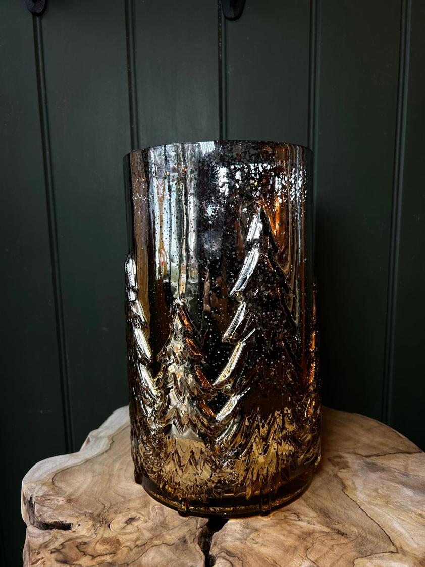 Antique Glass Gold Fir Candle Holder