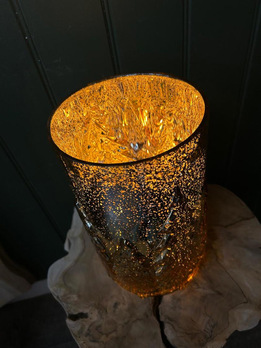 Antique Glass Gold Fir Candle Holder