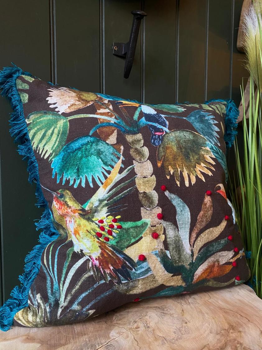 Toucan Cushion With Embellishment