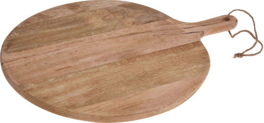 Round Natural Wood Serving Board With Handle