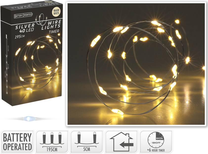 Gold Wire (Extra Warm White) 40LED Wire Lights *