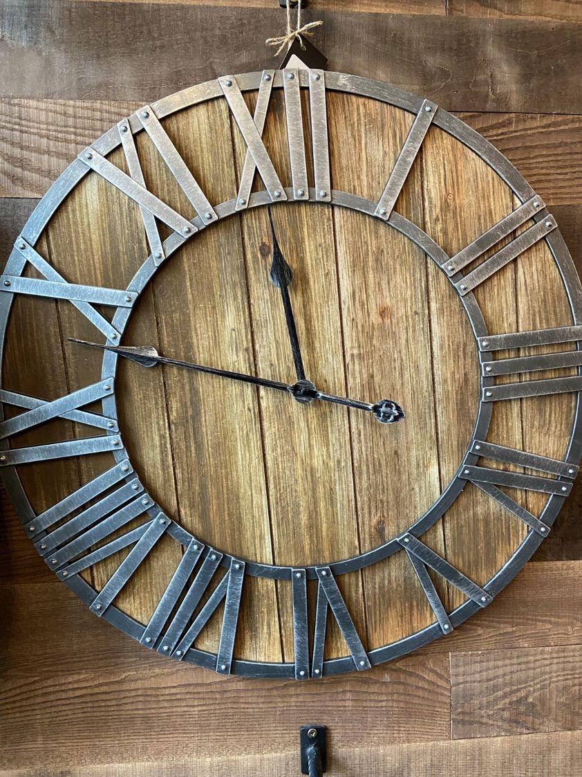 Wood & Metal Roman Numeral Clock