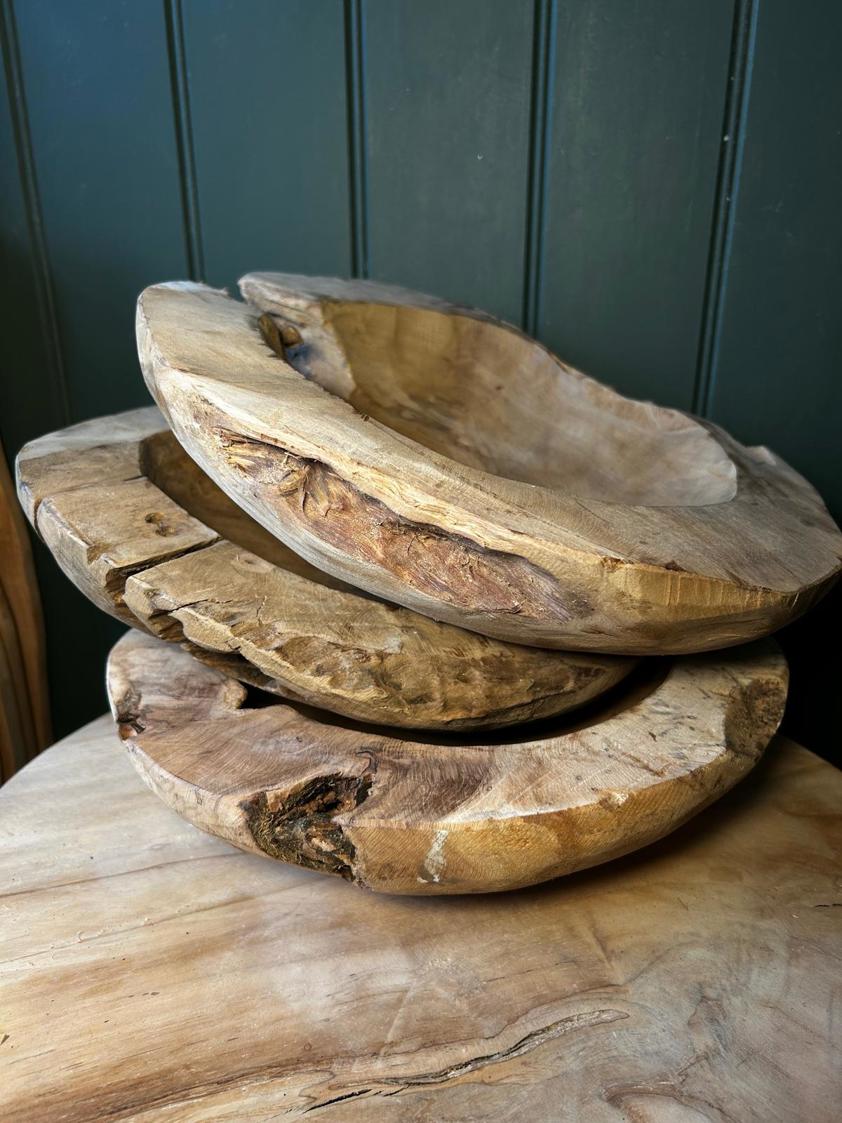 Small Rustic Teak Wood Bowl