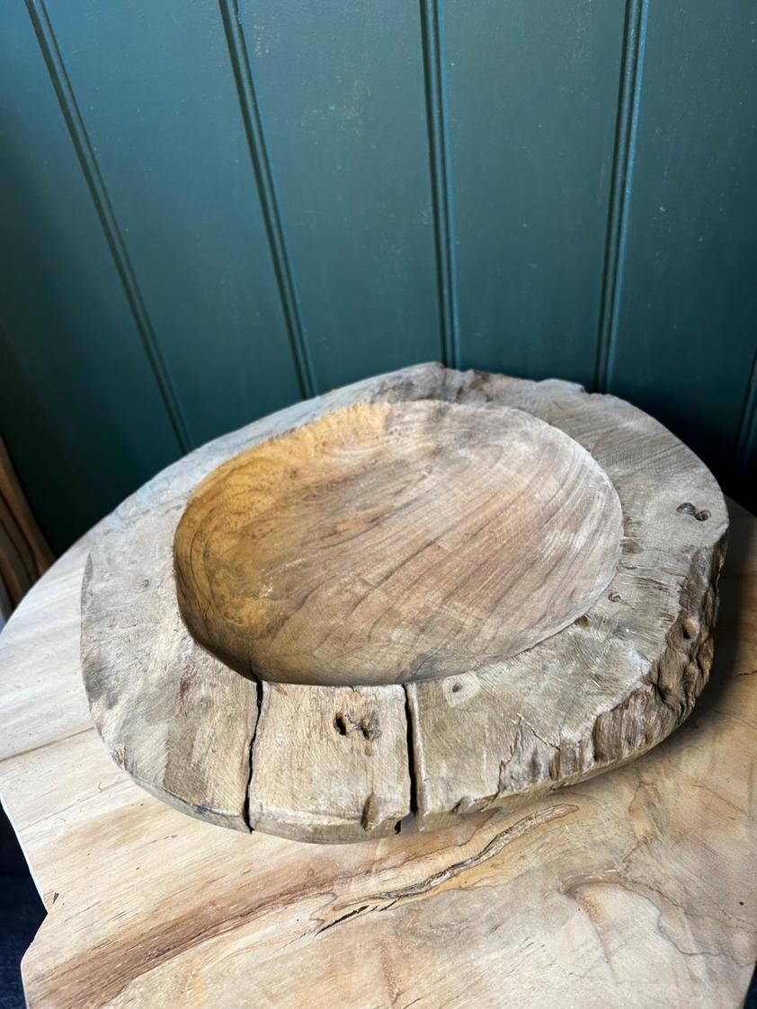Small Rustic Teak Wood Bowl