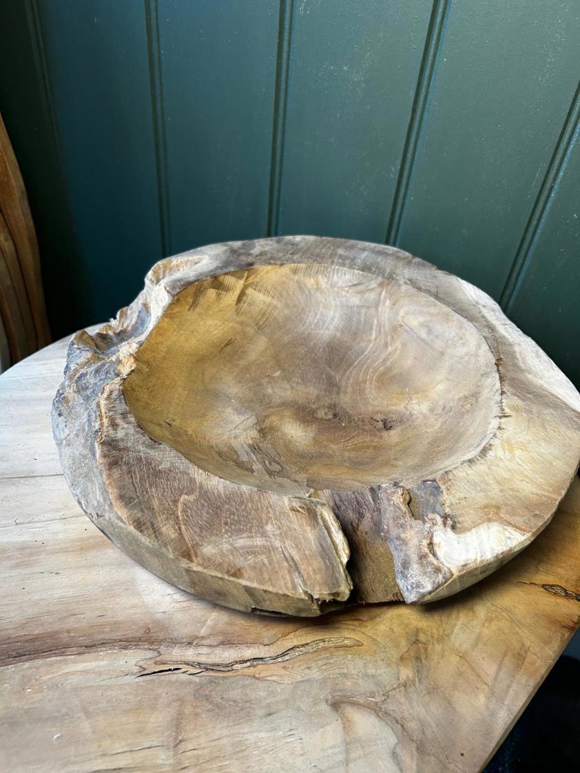 Small Rustic Teak Wood Bowl