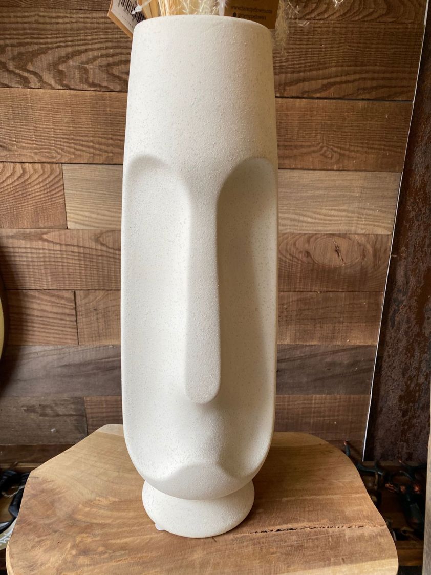 Large Ceramic Cream Face Vase