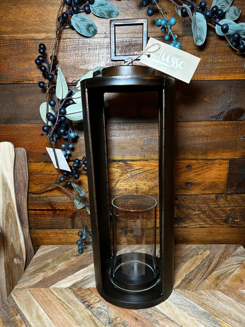 Tall Bronze Lantern candle Holder