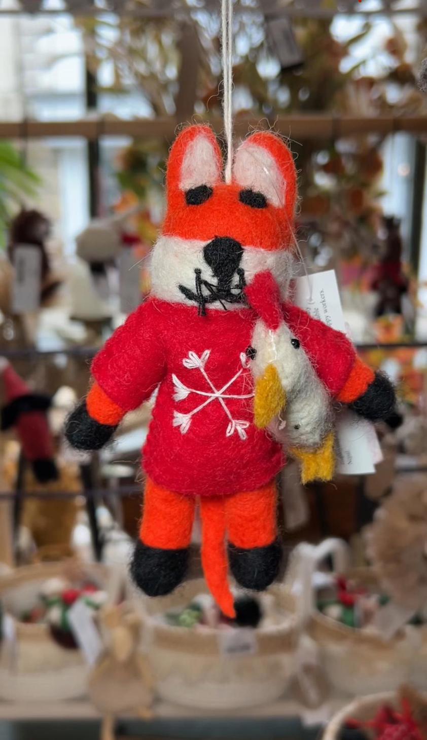 Hanging Felt Fox & Chicken