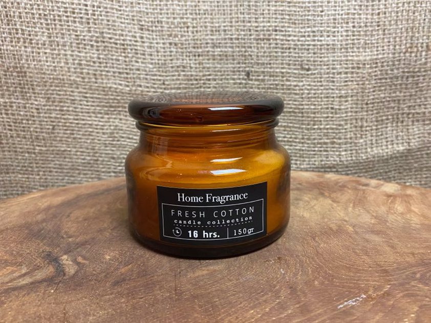 Fresh Cotton Amber Glass Scented Candle