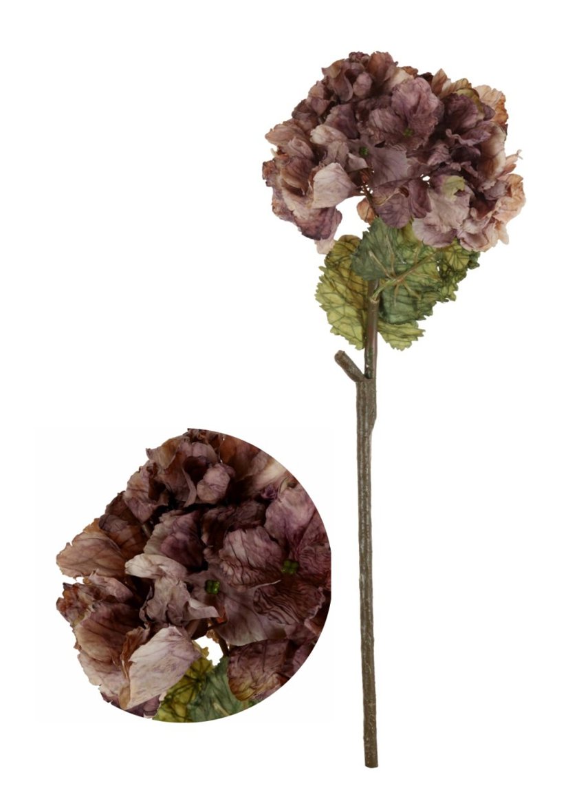 Dried Touch Ruffled Hydrangea Vintage Mauve