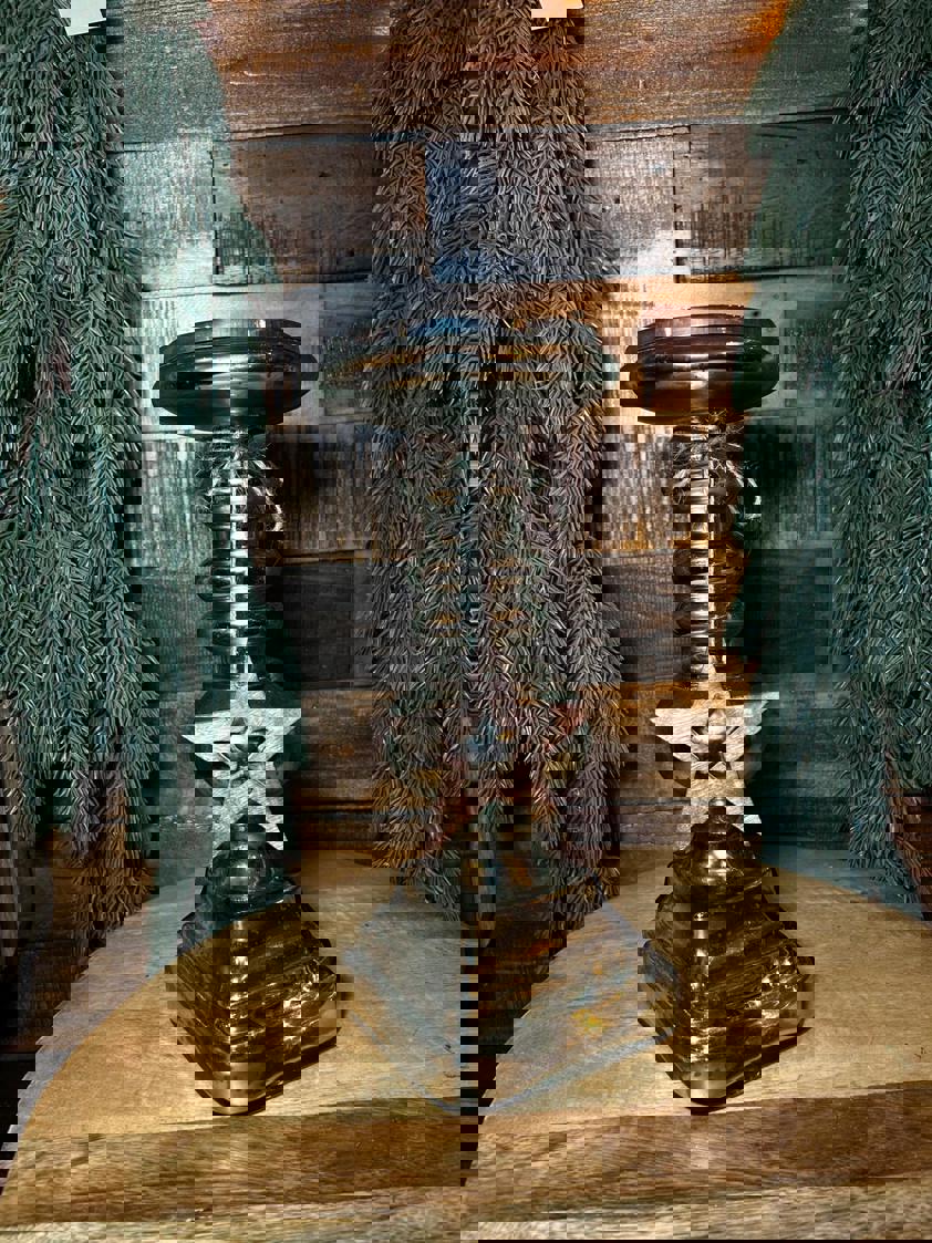 Silver Mercury Glass Candle Holder With Wood Star