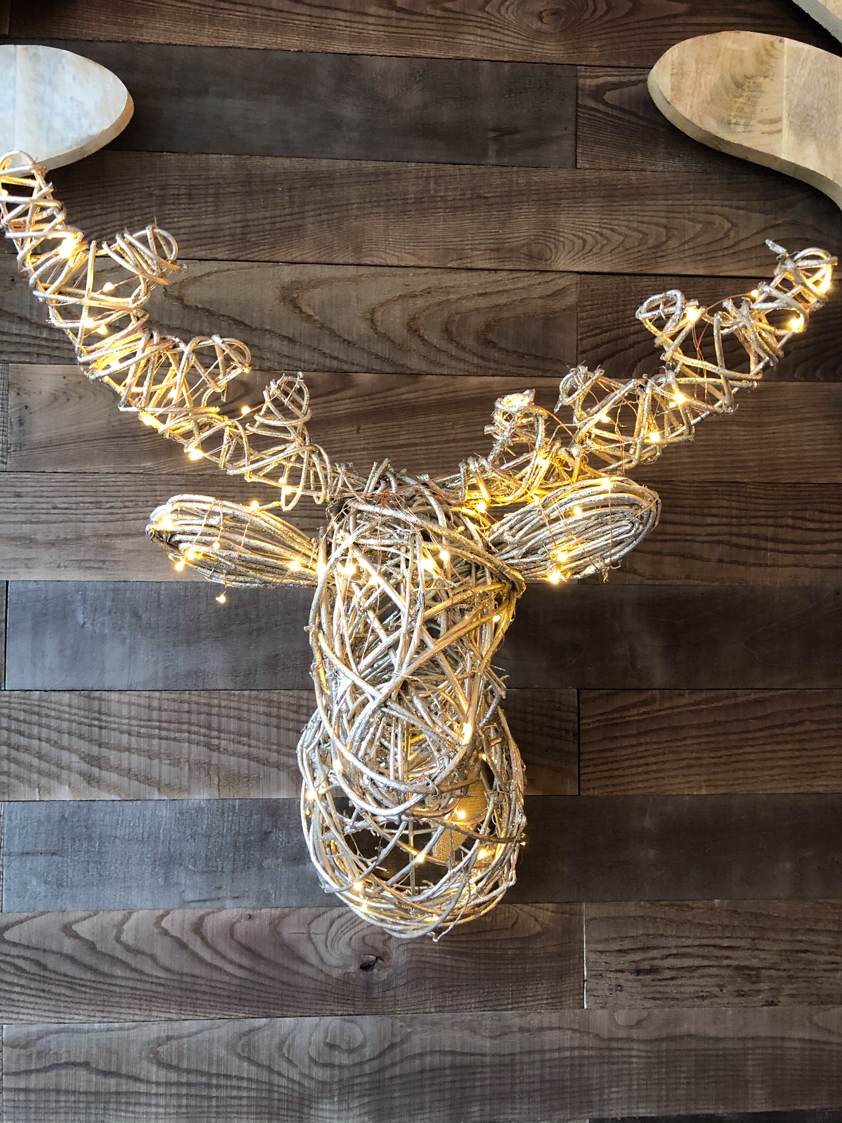 Gold Stag Head with Wire Lights