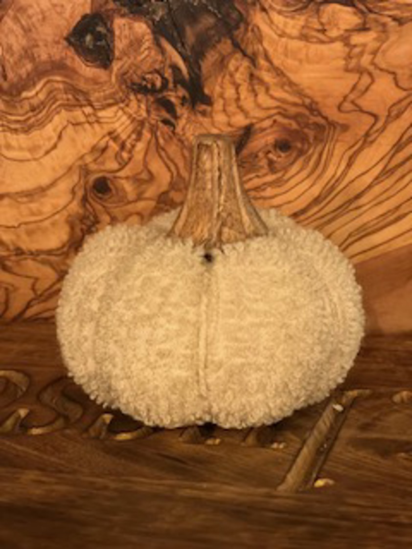 Cotton Pumpkin With Wooden Stalk (Small)