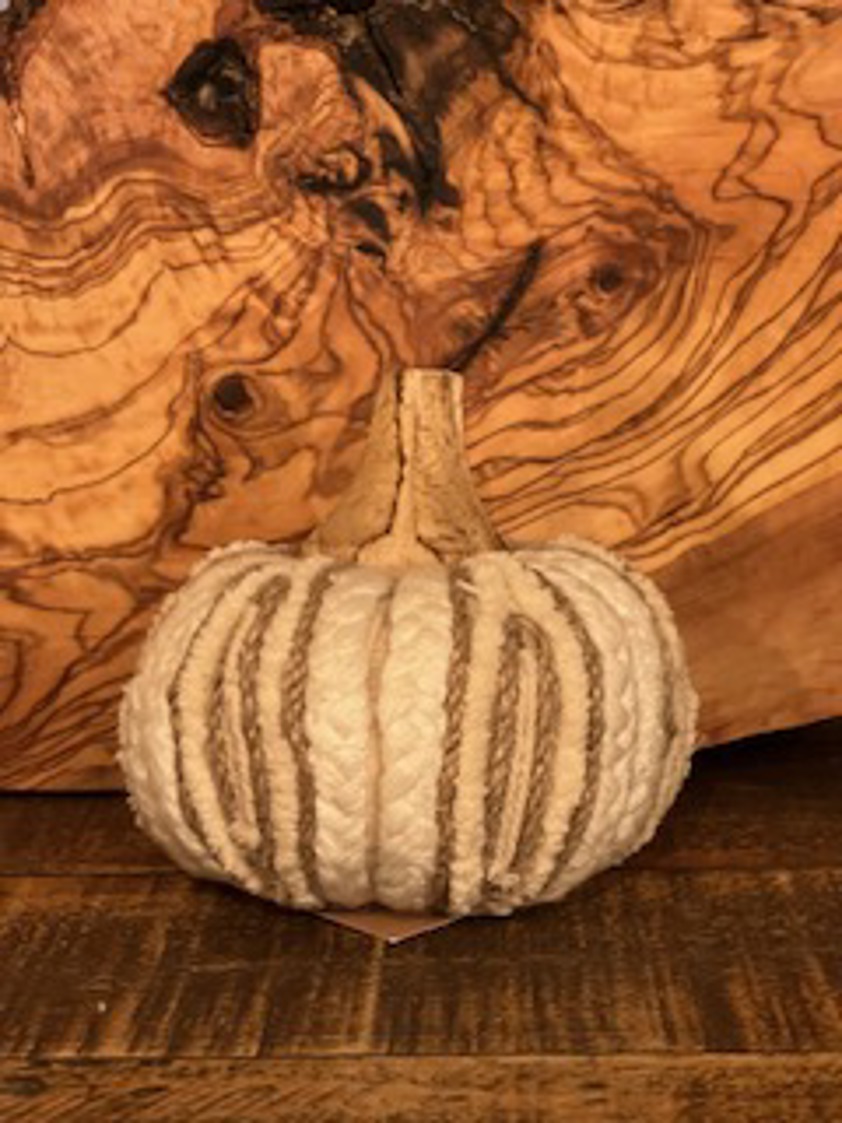 Cotton Pumpkin With Wooden Stalk (Small)