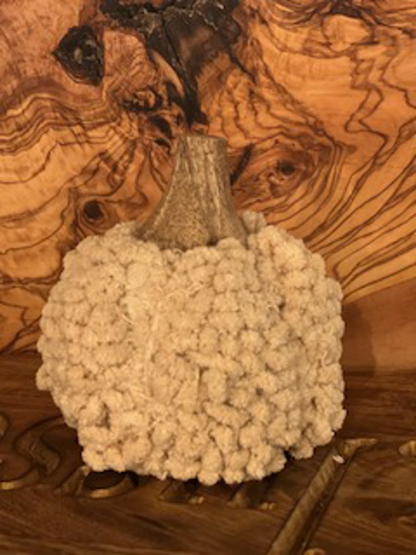 Cotton Pumpkin With Wooden Stalk (Small)