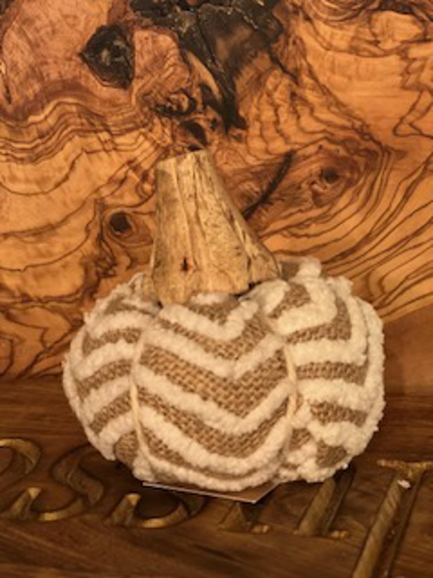 Cotton Pumpkin With Wooden Stalk (Small)