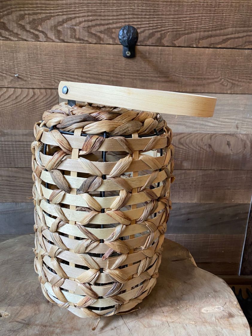 Natural Wood Weave Lantern