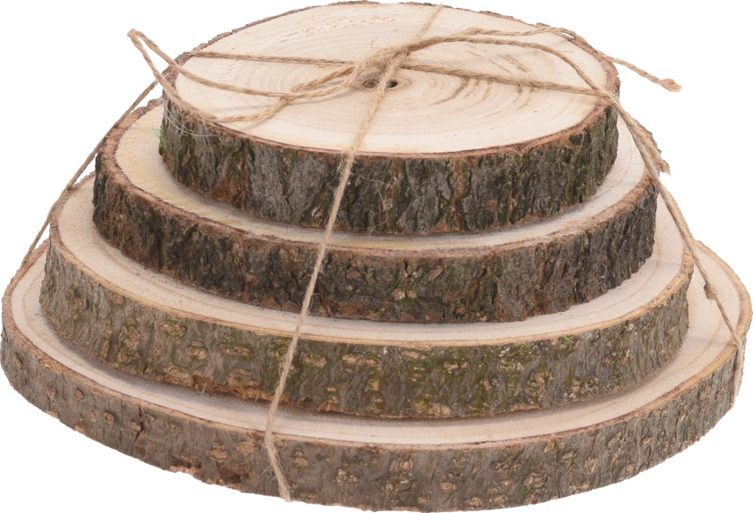 Natural Wooden Bark Slice Set