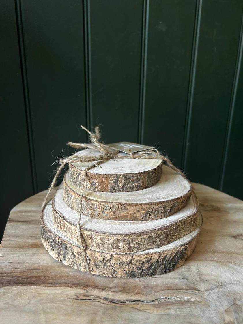 Natural Wooden Bark Slice Set