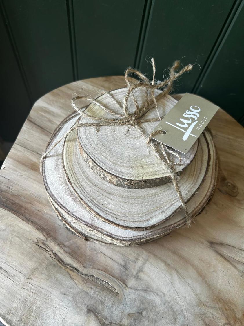 Natural Wooden Bark Slice Set