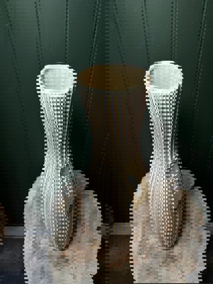 Cream Bottle Ridged Vase