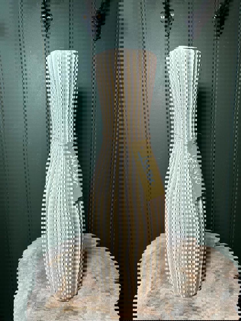 Cream Bottle Ridged Vase