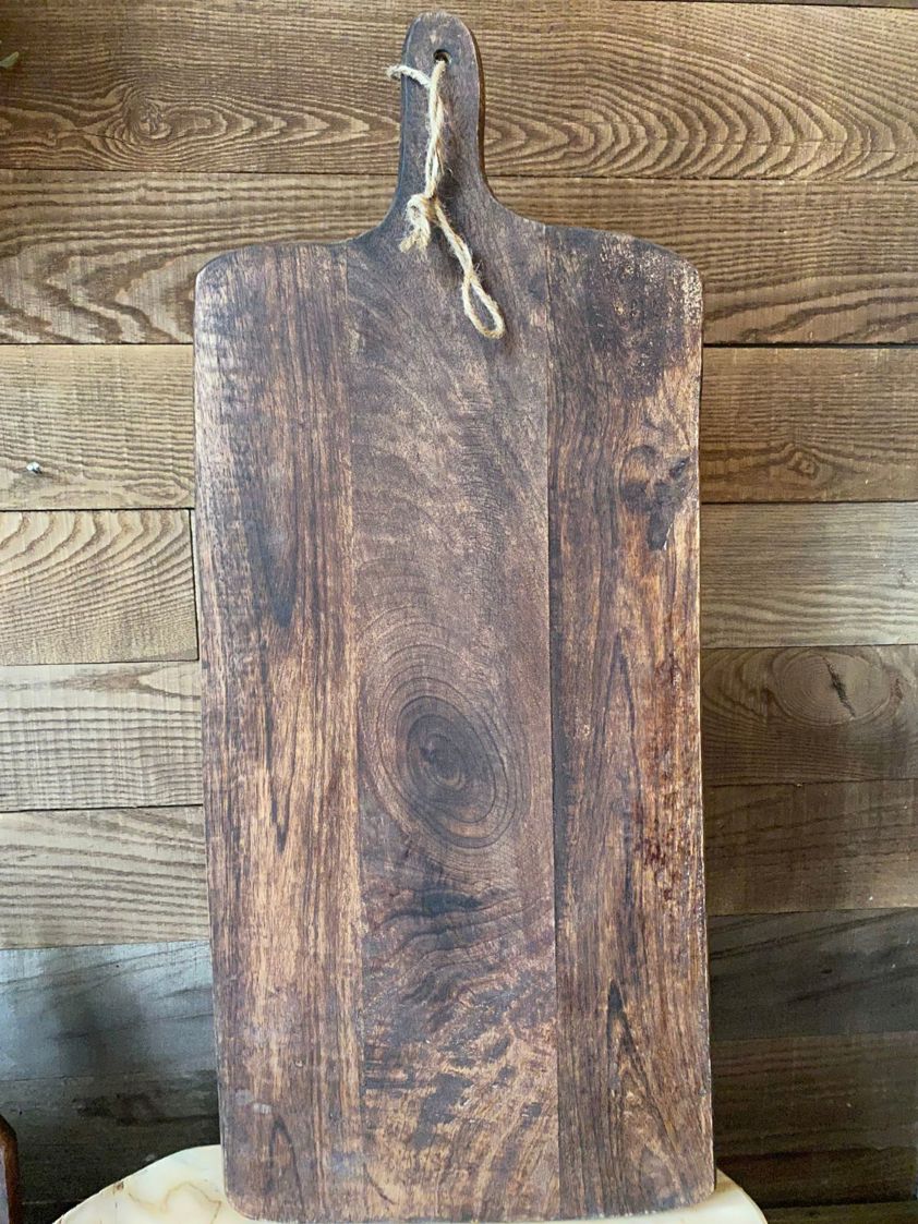Dark Burnt Wood Serving Board with Handle