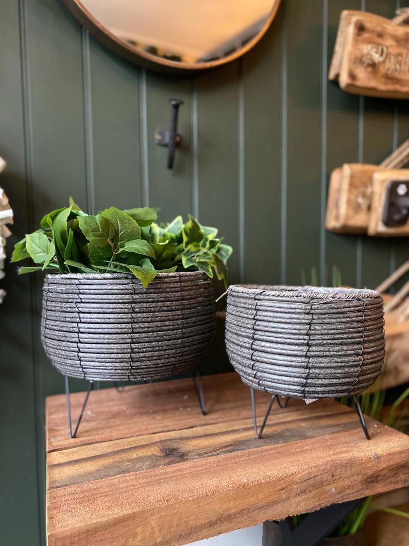 Round Planters with Metal Legs