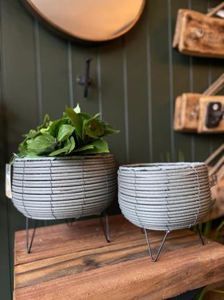  Round Planters with Metal Legs
