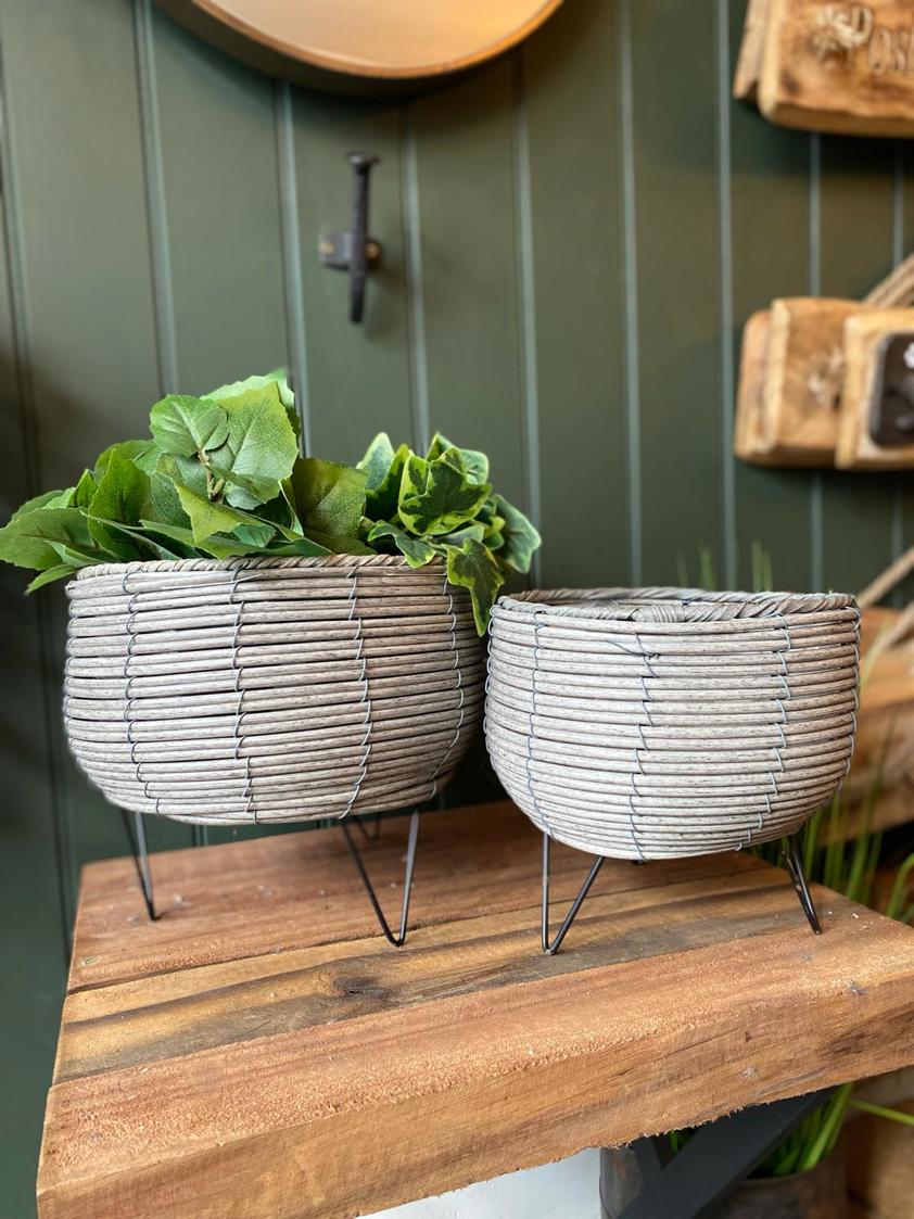 Round Planters with Metal Legs